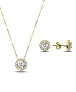 OLIVIE Sada stříbrných šperků ZIRKON GOLD 3173