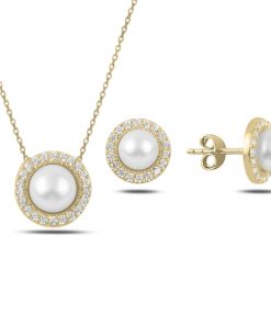 OLIVIE Stříbrná sada GOLD PERLA 3915